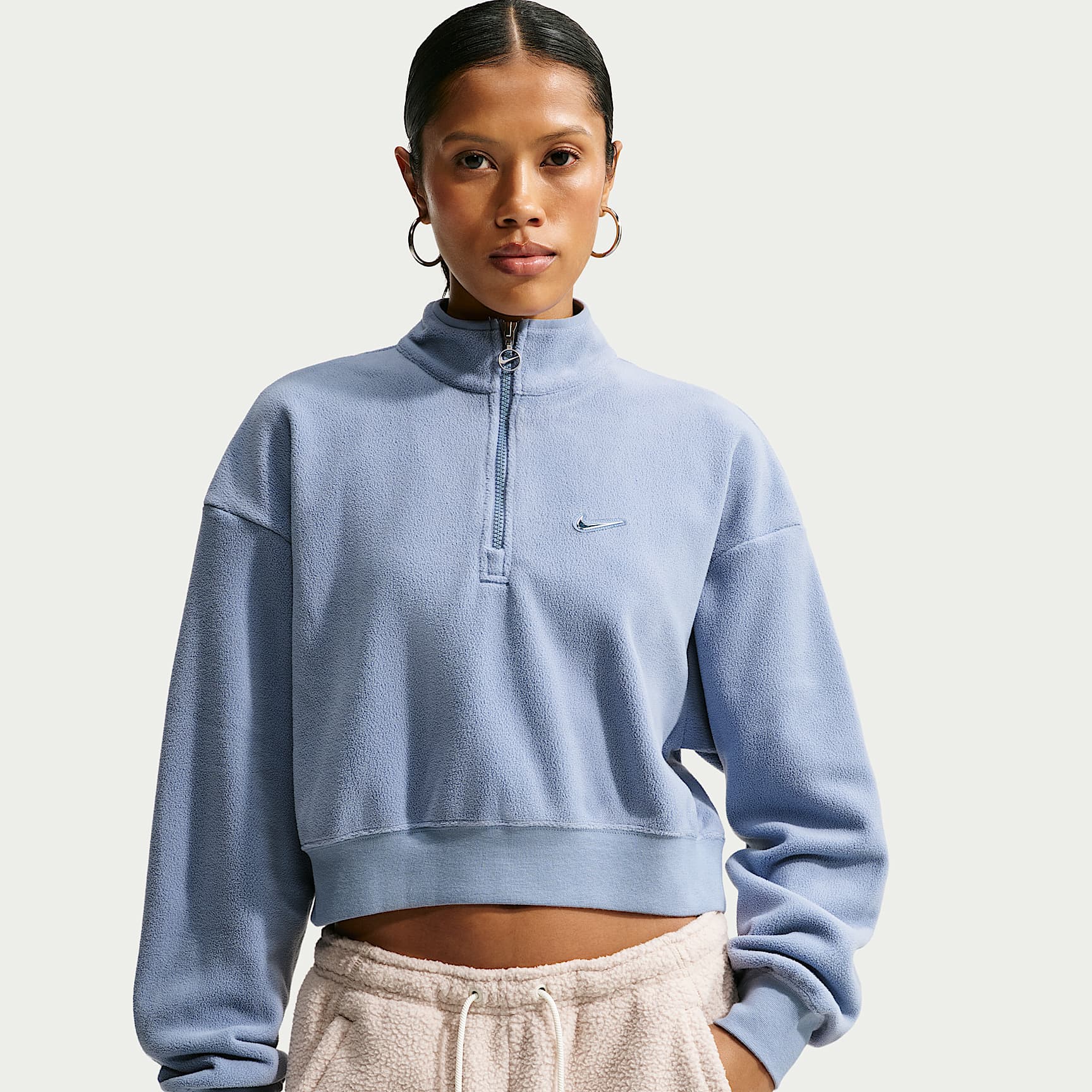 Nike Sportswear Women's Oversized Cropped 1/4-Zip Sweatshirt. Nike SI